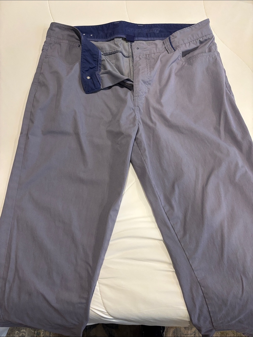 johnnie-O Gray Chinos with Navy Waistband Detail